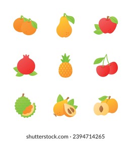 Fruit and vegetable icons set in trendy style, ready to use in web, mobile apps
