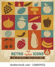 Fruit and vegetable icons set.Vector