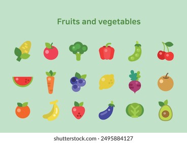 Fruit and vegetable illustration collection