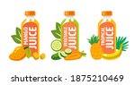 Fruit and vegetable juices in flat style