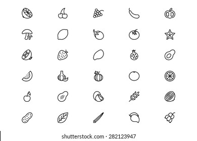 Fruit and Vegetable Line Vector Icons 2