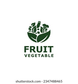 Fruit vegetable logo natural vintages