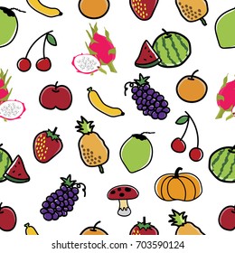 Fruit and Vegetable Pattern Seamless  background vector illustration.
