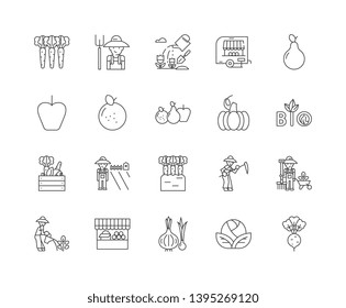 Fruit and vegetable producers line icons, signs, vector set, outline illustration concept 
