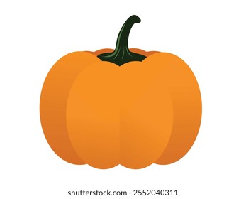 Fruit or Vegetable Pumpkin Symbol for Halloween or Thanksgiving. Flat Design. Orange Pumpkin Silhouette on White Background