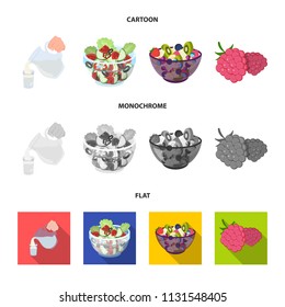 Fruit, vegetable salad and other types of food. Food set collection icons in cartoon,flat,monochrome style vector symbol stock illustration web.