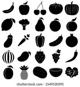 Fruit and vegetable set icon, logo isolated on white background