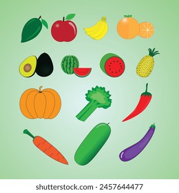 elemento de Vector de conjunto de frutas y verduras