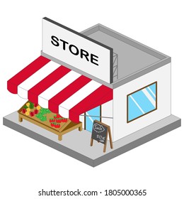 
A fruit and vegetable shop serves customers who need products.