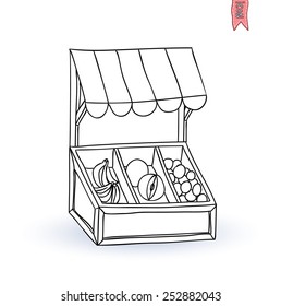  Fruit and vegetable stall, vector illustration