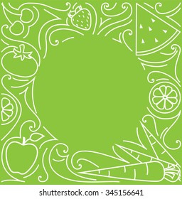 Fruit and vegetable themed layout, text can be placed in the middle