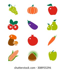 Fruit and vegetable vector icon. Modern flat design. Healthy food background.
