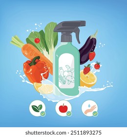 Fruit and vegetable wash and feature icon.