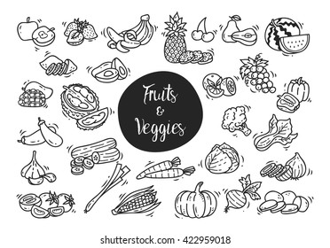 Fruit and vegetables doodle