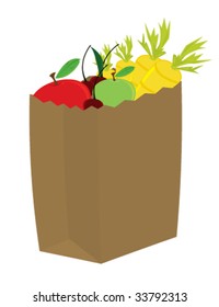 Fruit and vegetables in grocery bag - vector version