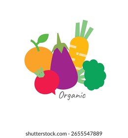 fruit and vegetables icon on white background-vegetable drawing.