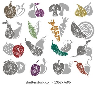 Fruit and Vegetables icon set