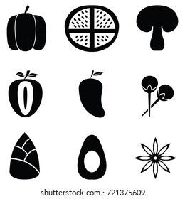 fruit and vegetables icon set