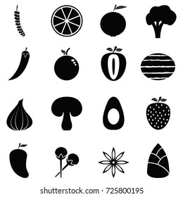 fruit and vegetables icon set