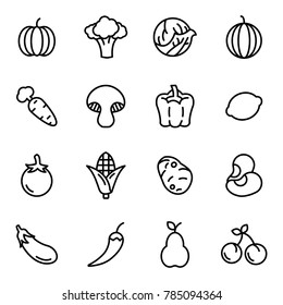 Fruit and vegetables icon set. Fruit and Healthy food with elements for mobile concepts and web apps