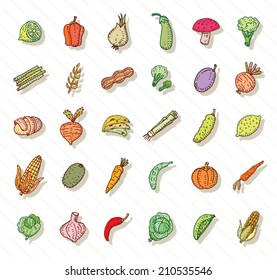Fruit and Vegetables icon set. vector illustration. 