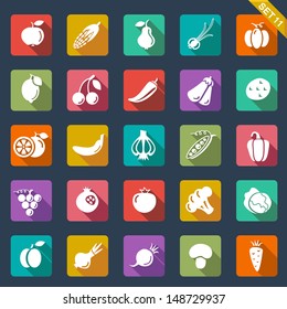 Fruit and vegetables icons -flat design
