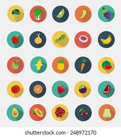 Fruit and vegetables icons flat design