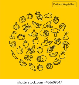 Fruit and Vegetables icons vector