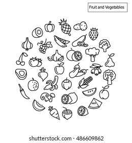 Fruit and Vegetables icons vector