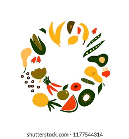 Fruit and vegetables ilustration for your logo, site, background 
