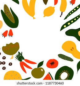 Fruit and vegetables ilustration for your logo, site, background 