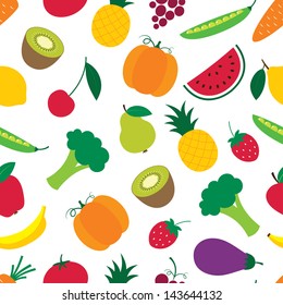 Fruit and vegetables seamless vector pattern (clipping mask used)