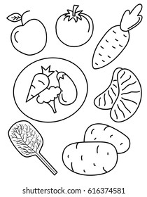 Fruit and vegetables - Vector illustration