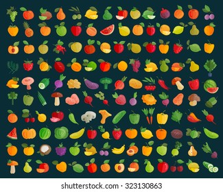 fruit and vegetables vector logo design template. farm or harvest icons