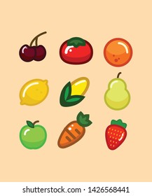 Fruit and vegetables vector set