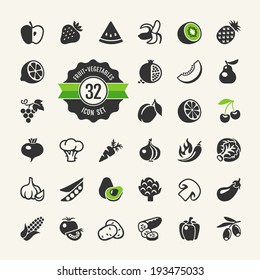 Fruit and Vegetables vector web icon set