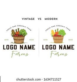 fruit and veggies vintage vs modern logo design