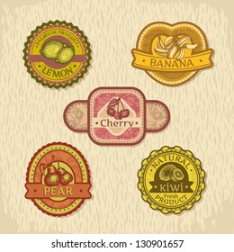 Fruit vintage styled label and badges set 3