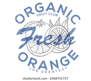 Diseño de camiseta vintage de fruta. Obras de arte de la granja naranja. Diseño fresco de la granja. Estampado de frutas de higo orgánico. Naturaleza de diseño de impresión de club de frutas. Arte de comida orgánica para camiseta. Afiche tropical de verano.