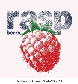 Fruit vintage t-shirt design. raspberry organic fruits, natural sweet , From California to Paris , girls graphic tee print design, women's vector graphics design, food fashion