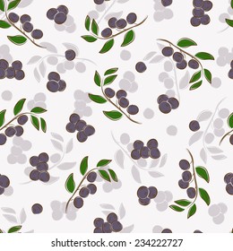 Fruit wallpaper. Berries seamless pattern. Blueberries. Purple floral background.