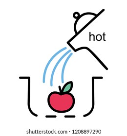 Fruit washing icon. Flat style. Vector illustration. Cooking concept