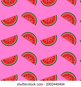 Fruchtwassermelonmuster im Stil der Papierkunst auf rosafarbenem Hintergrund.