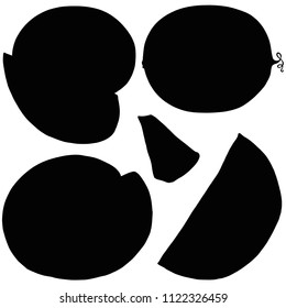 Fruit of watermelon, vector, silhouette