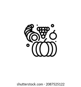 fruit wine orange pumpkin Outline Icon, Logo, and illustration Vector