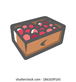 Fruit wooden box Vector icon Cartoon illustration