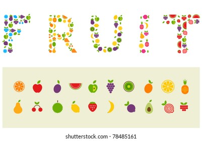 Fruit word made of fruits