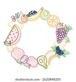 Corona de fruta en estilo delineado, aislado en el fondo blanco