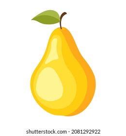 fruit yellow pear cartoon vector isolated object