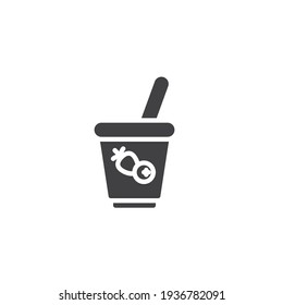 Fruit yogurt cup vector icon. filled flat sign for mobile concept and web design. Yogurt breakfast glyph icon. Symbol, logo illustration. Vector graphics
